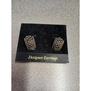 Silver Tone Mesh Clip Earrings